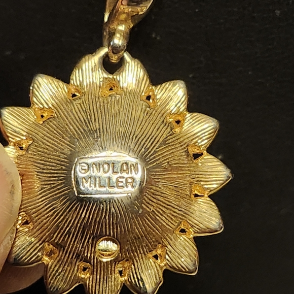 Vintage Nolan Miller Interchangeable Sunflower Pendant Gold Tone Chain Necklace - Picture 2 of 13